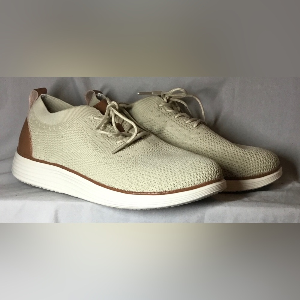 Vilocy Mens Dress Sneakers Sz 7 Tan Woven Leather Shoes